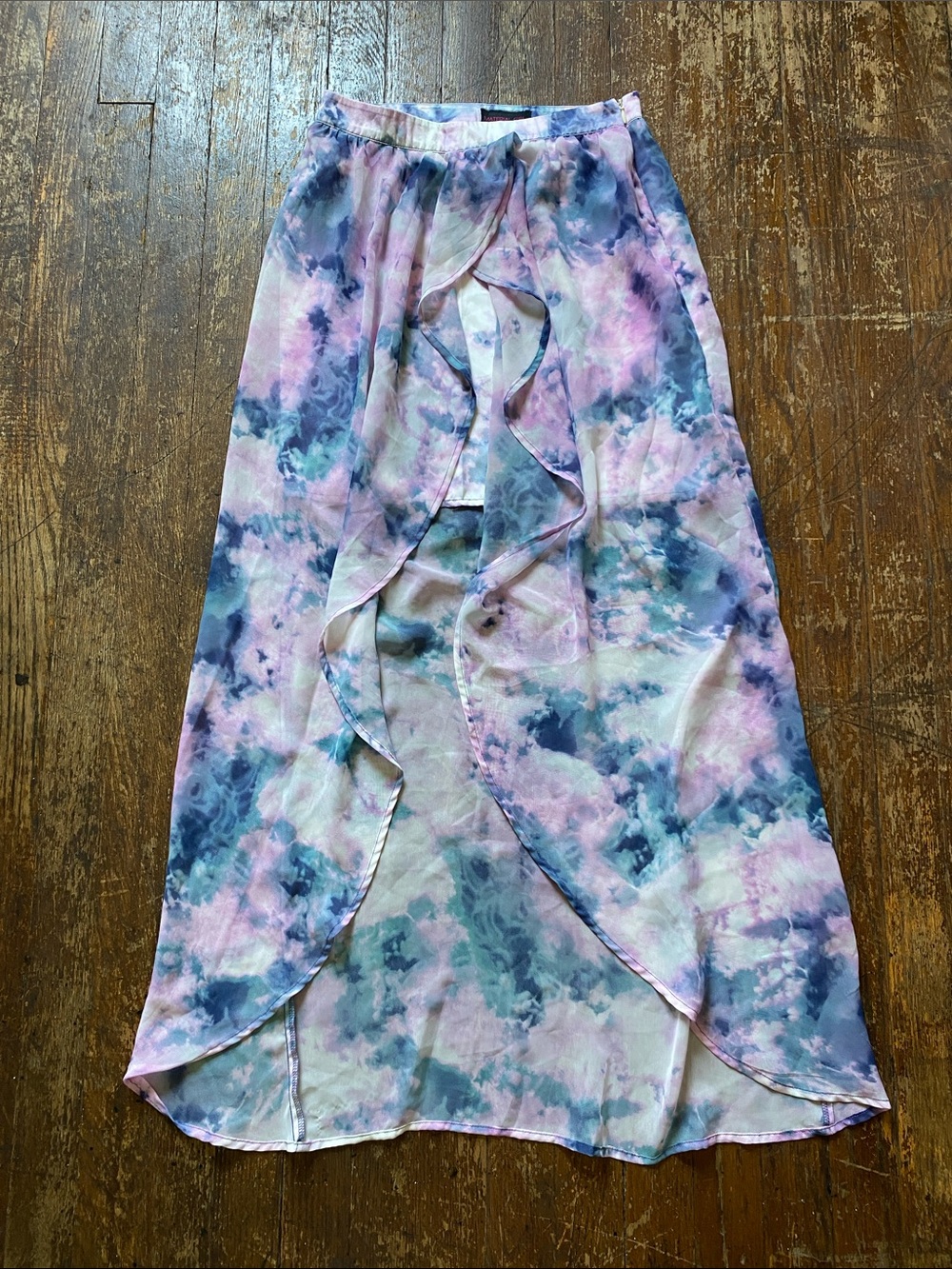 Material Girl Tie-Dye Ruffle Front Maxi Skirt Size SM